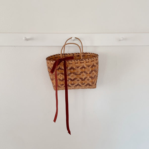 Woven Purse Basket with Bamboo Handles