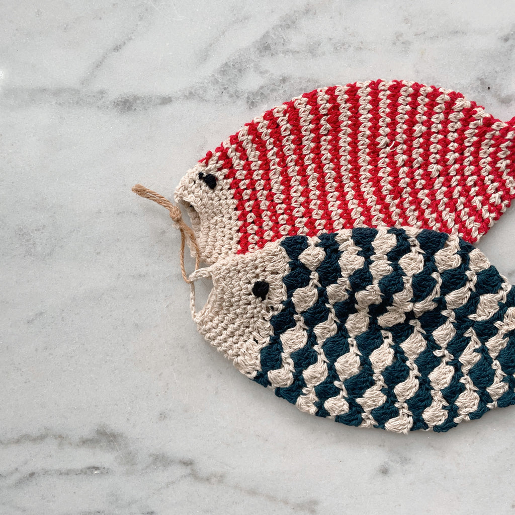 Little Fish Crocheted Dishcloth Set