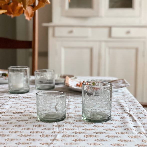 Hand-etched Glass Tumblers