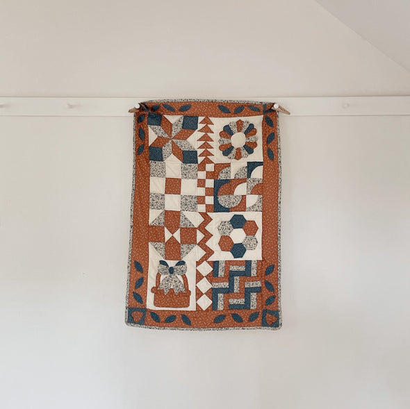 Hand-Stitched Cinnamon & Navy Crib Quilt