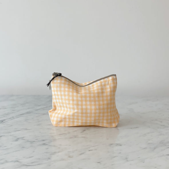 Yellow Gingham Zip Pouch