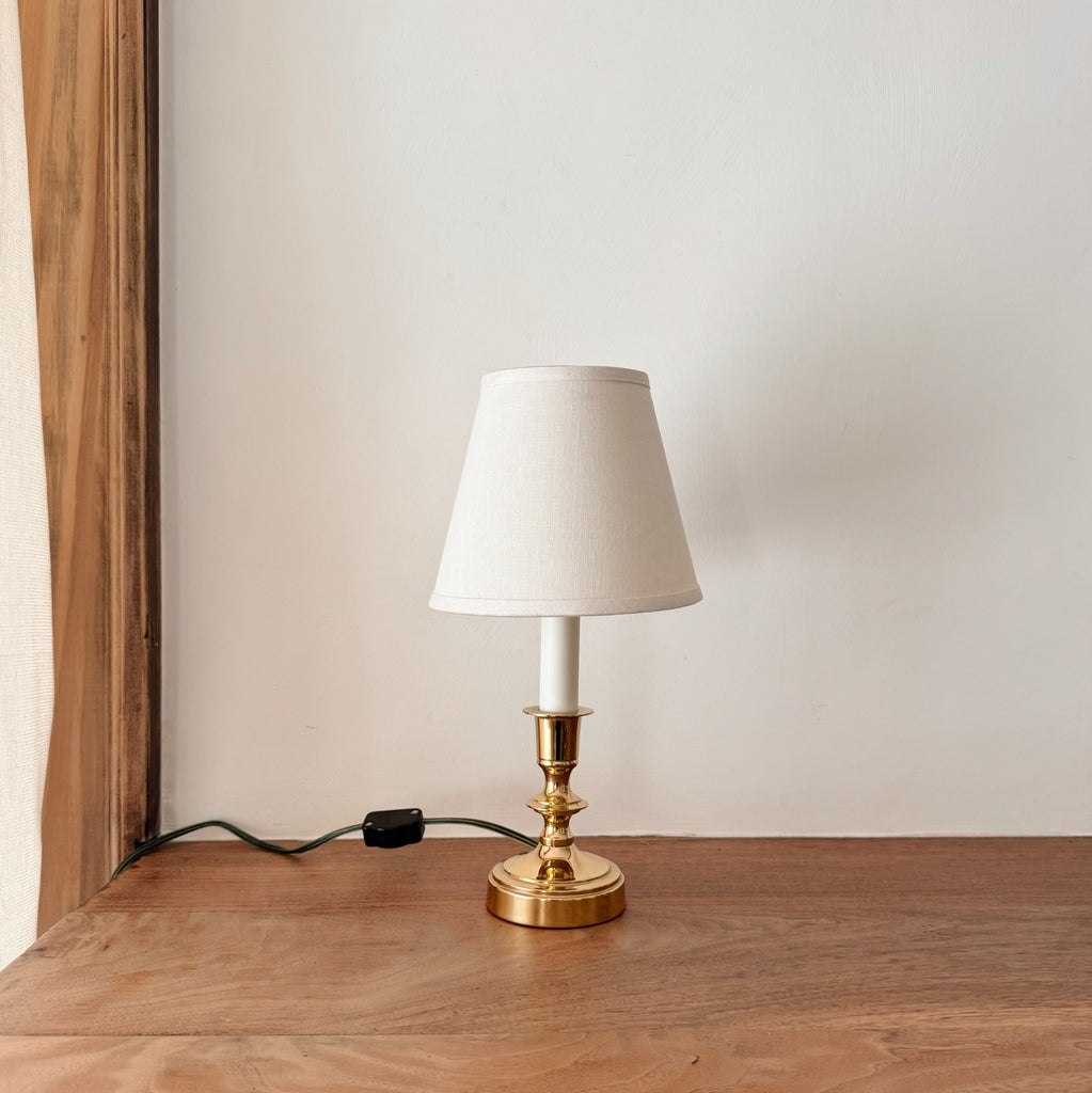 Petite Solid Brass Candlestick Lamp