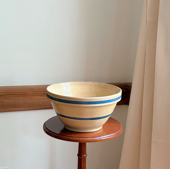 Vintage Blue Banded Yellowware Bowl