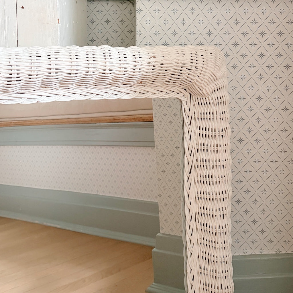 Coastal White Wicker Mirror