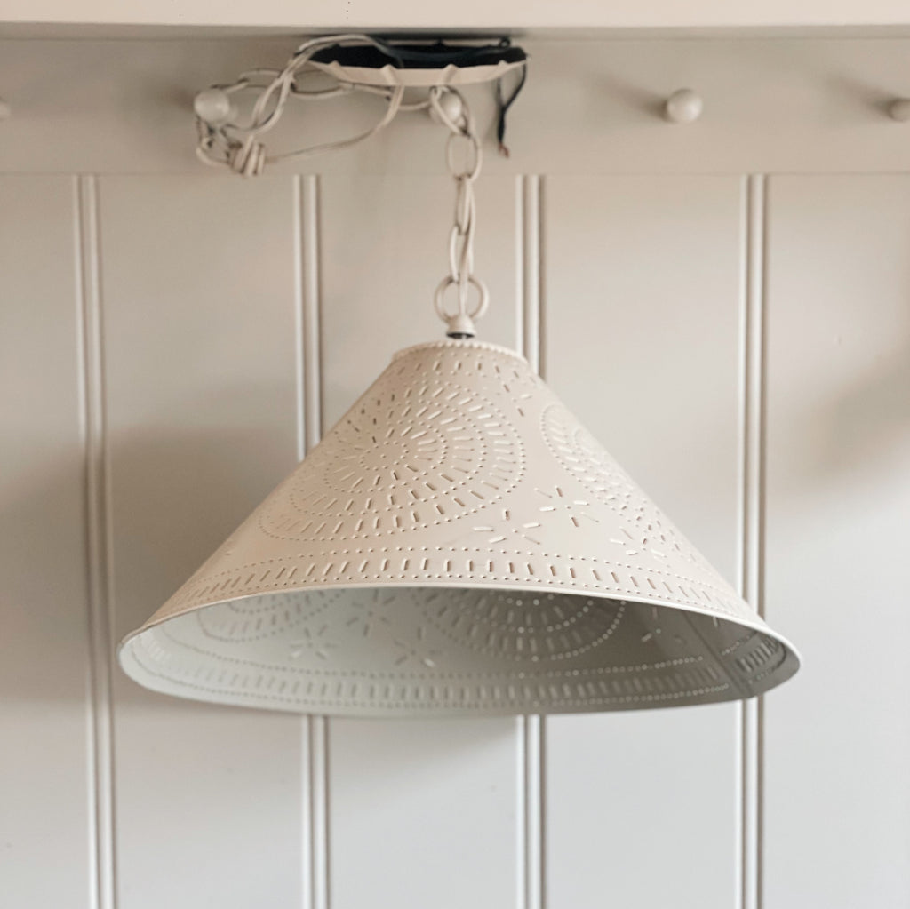 Ivory Pierced Tin Electric Pendant