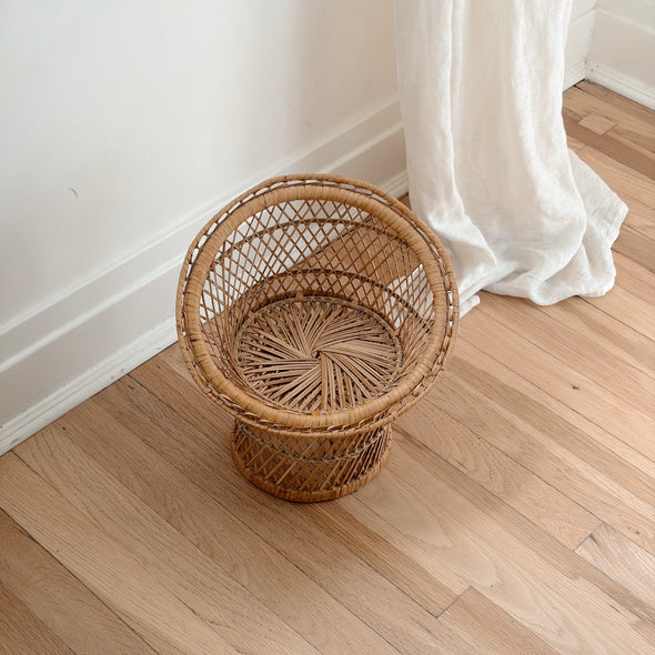 Toy-Sized Vintage Rattan Barrel Chair