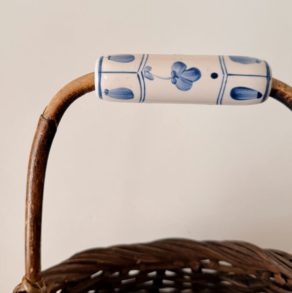 Delft Porcelain-Handled Gathering Basket