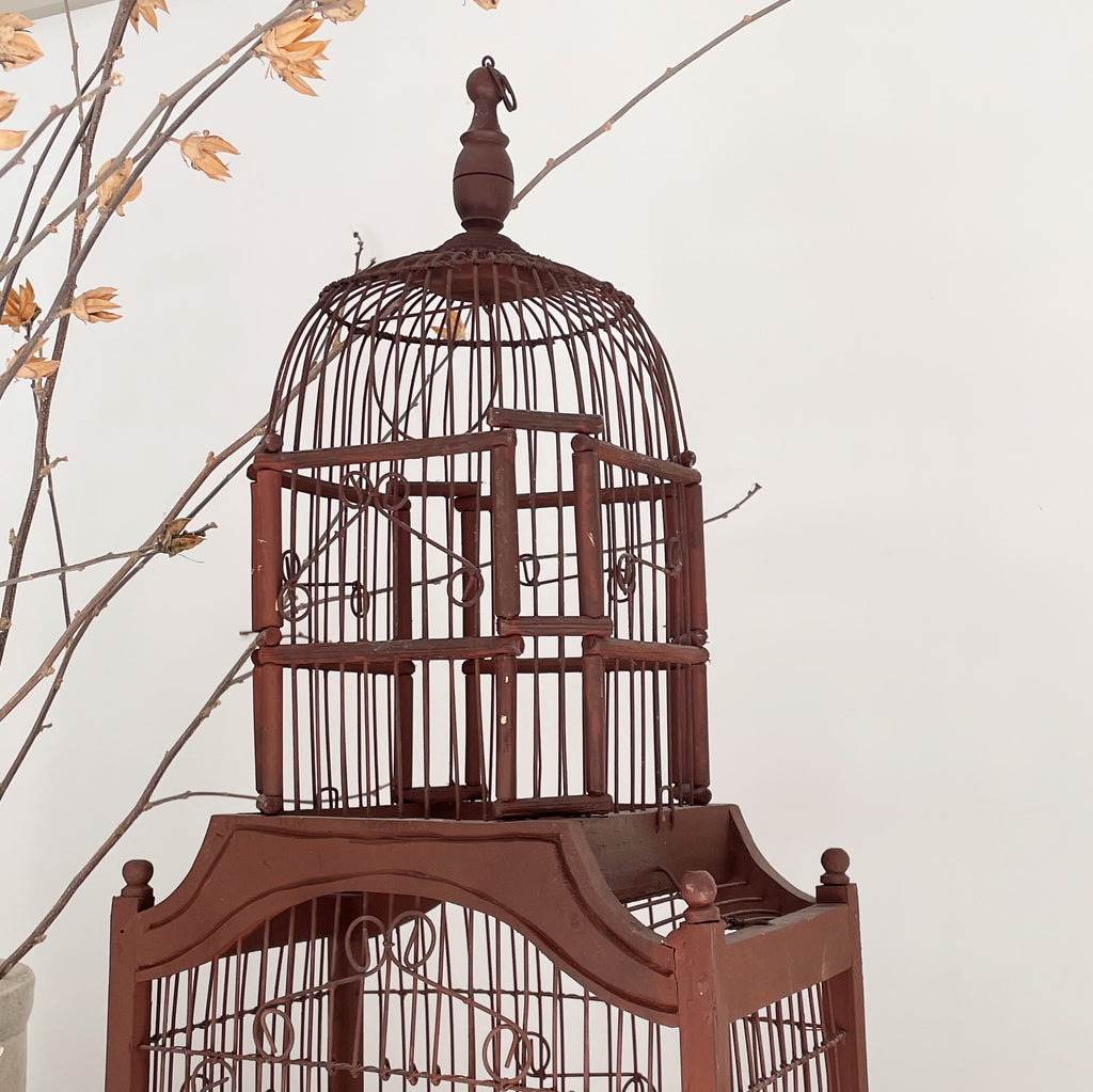 Vintage Wooden Birdcage