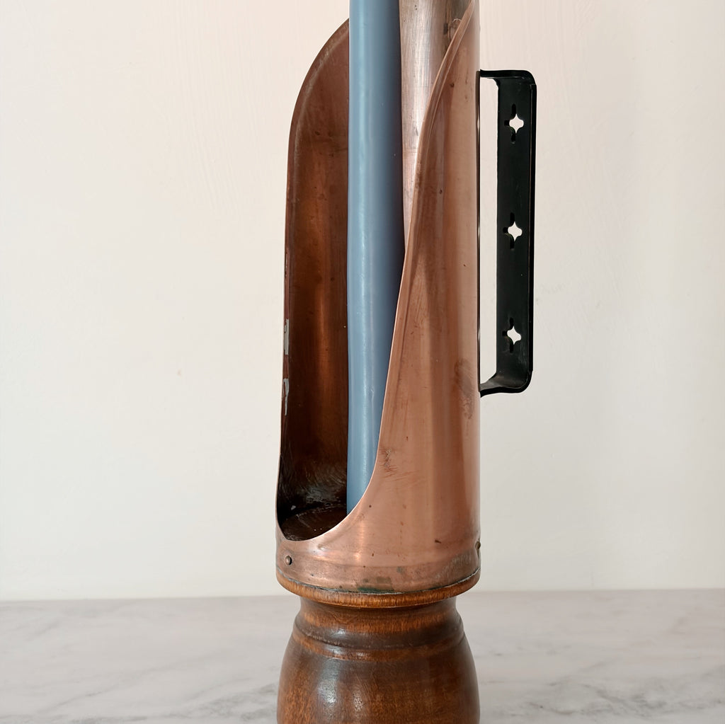 Colonial Copper and Wood Chamberstick