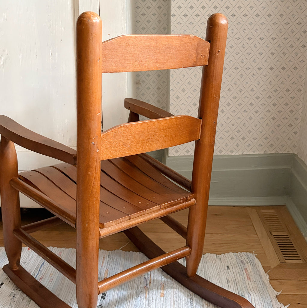 Children’s Slatted Solid Wood Rocker