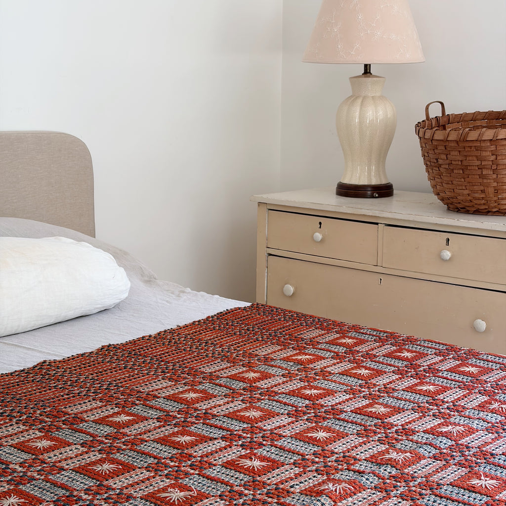 Antique Overshot Wool Coverlet