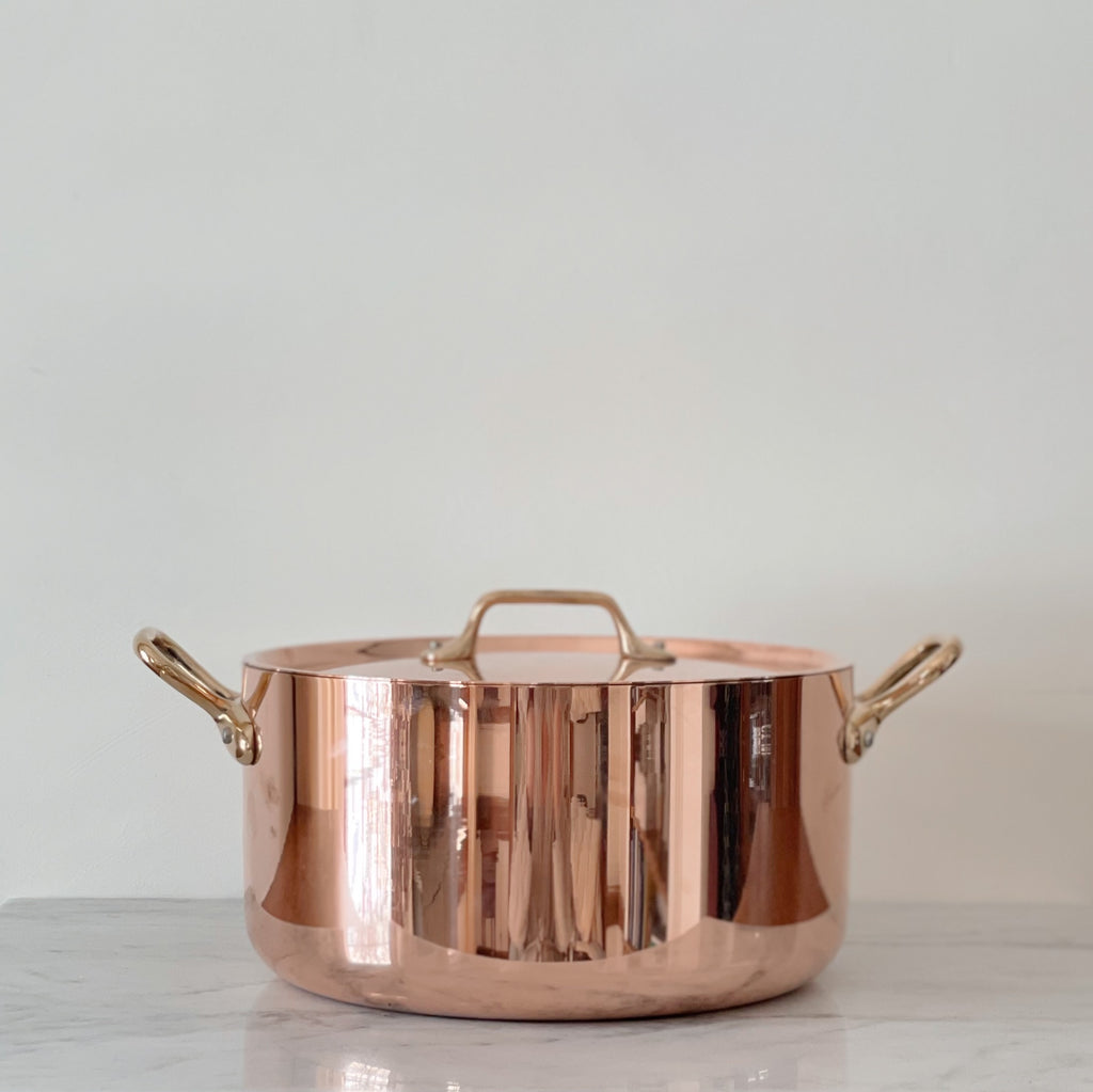 French Copper Stew Pan with Lid