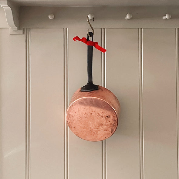 Antique Copper Saucepan with Iron Handle