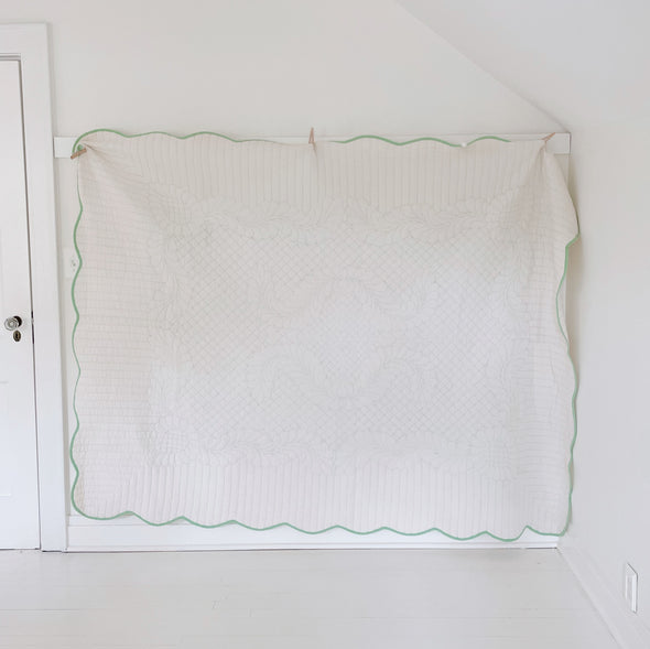 Vintage Hand-Stitched Scalloped Quilt