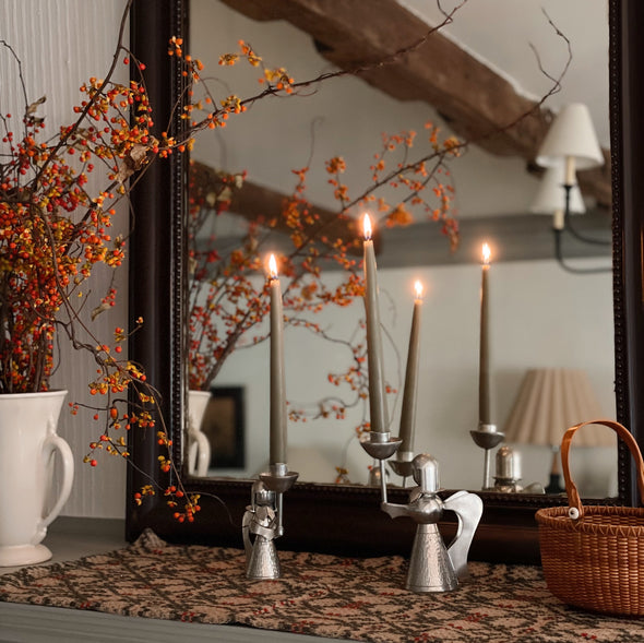 Hammered Silver Angel Candleholders