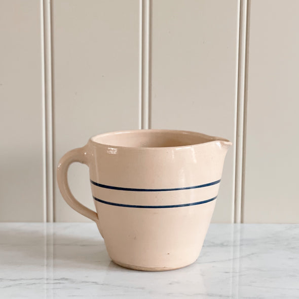 Blue Striped Stoneware Pitcher