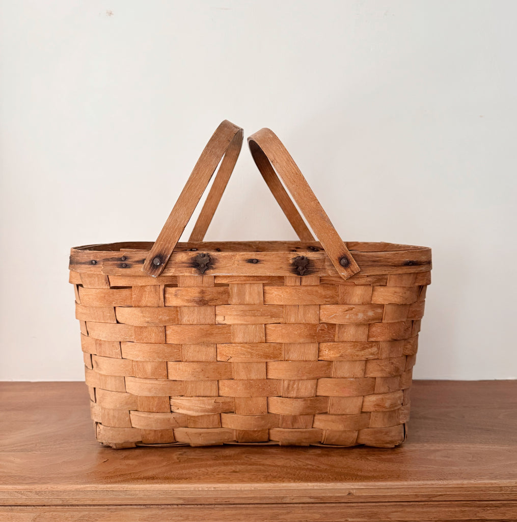 Vintage Open Picnic Basket