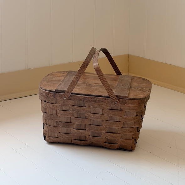 Vintage Slatted-Lid Picnic Basket