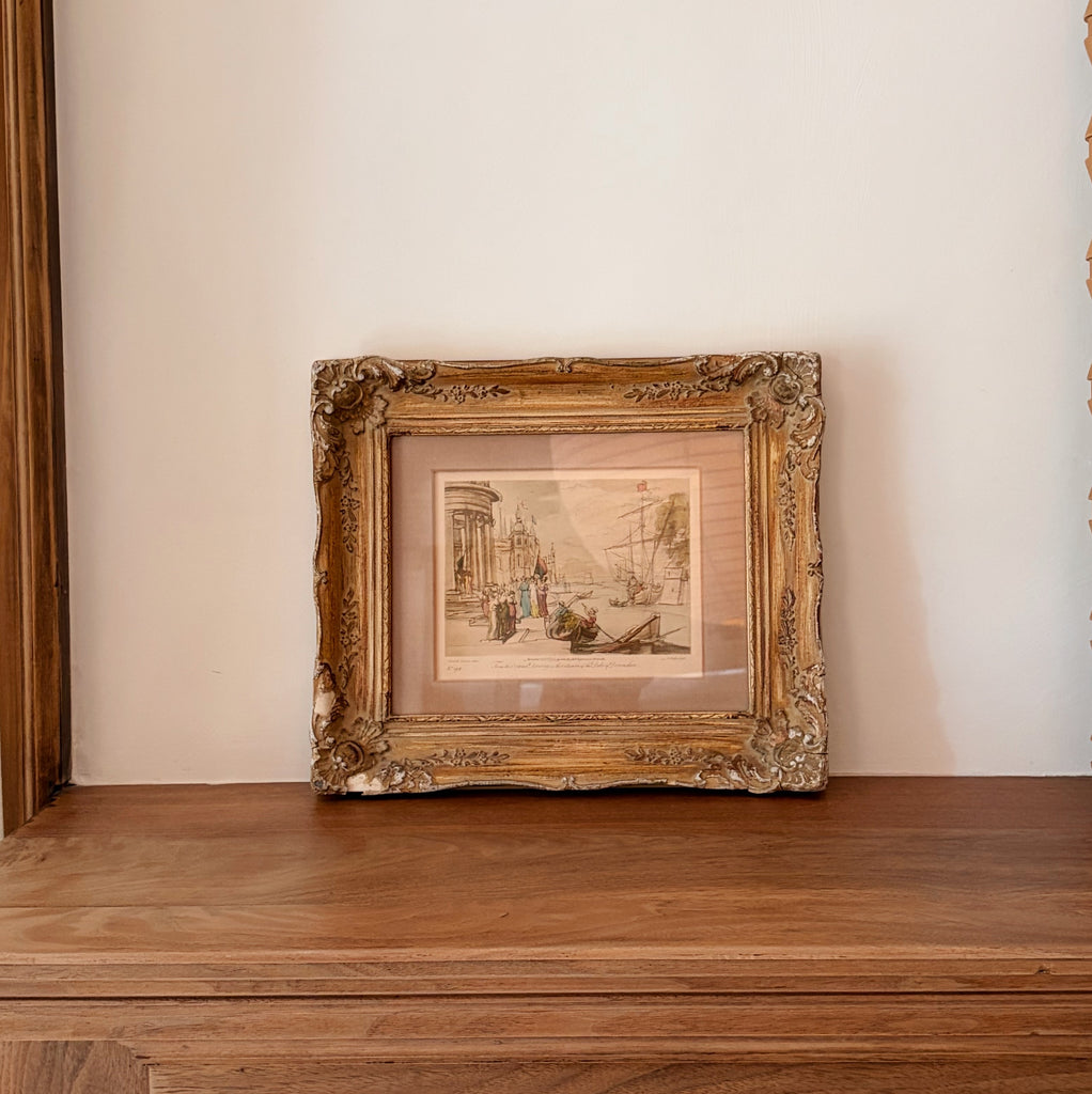 Antique Framed Hand-Colored Engraving from Duke of Devonshire Collection