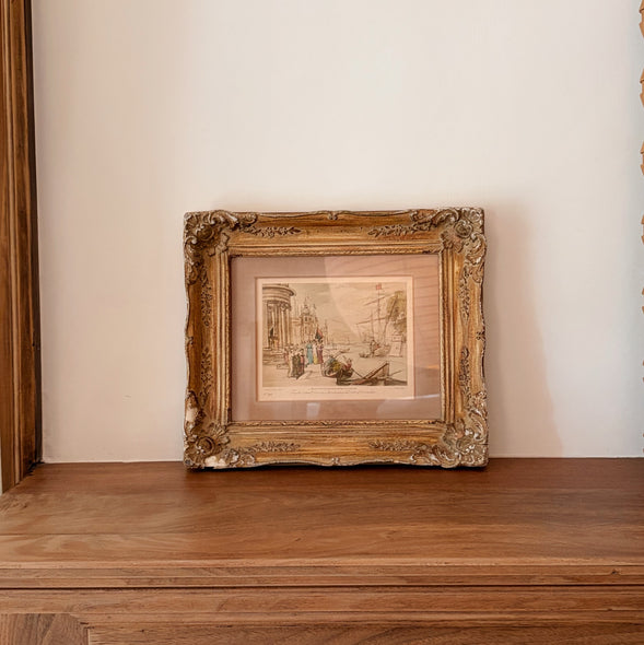 Antique Framed Hand-Colored Engraving from Duke of Devonshire Collection