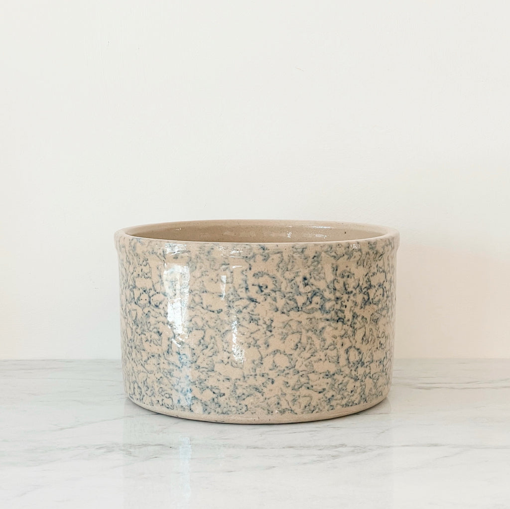 Roseville Blue Spongeware Crock