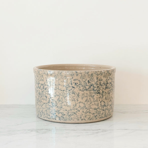 Roseville Blue Spongeware Crock