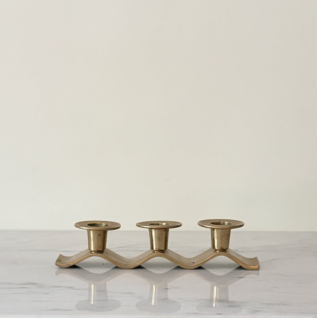 Vintage Brass Wave Candleholder