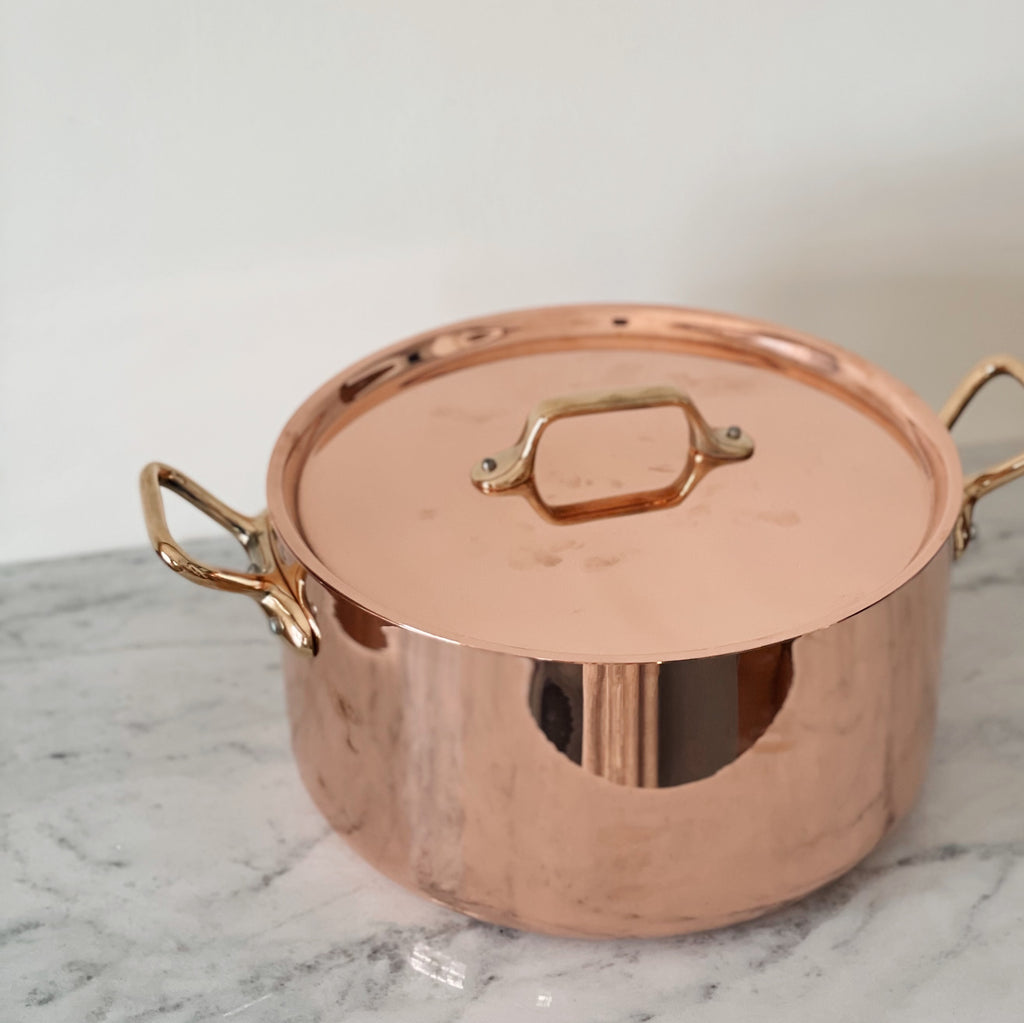 French Copper Stew Pan with Lid