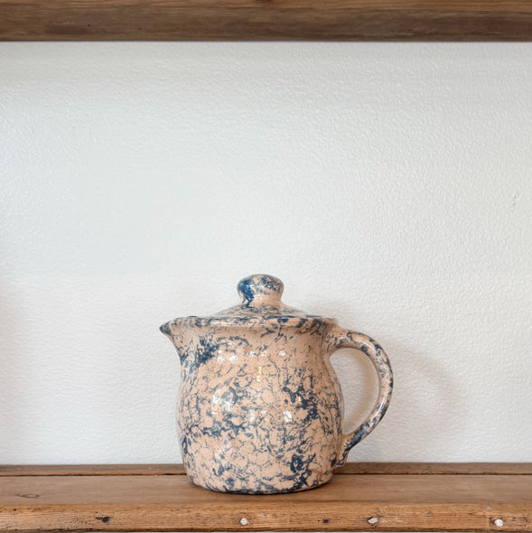 Handmade Ceramic Spongeware Lidded Pitcher