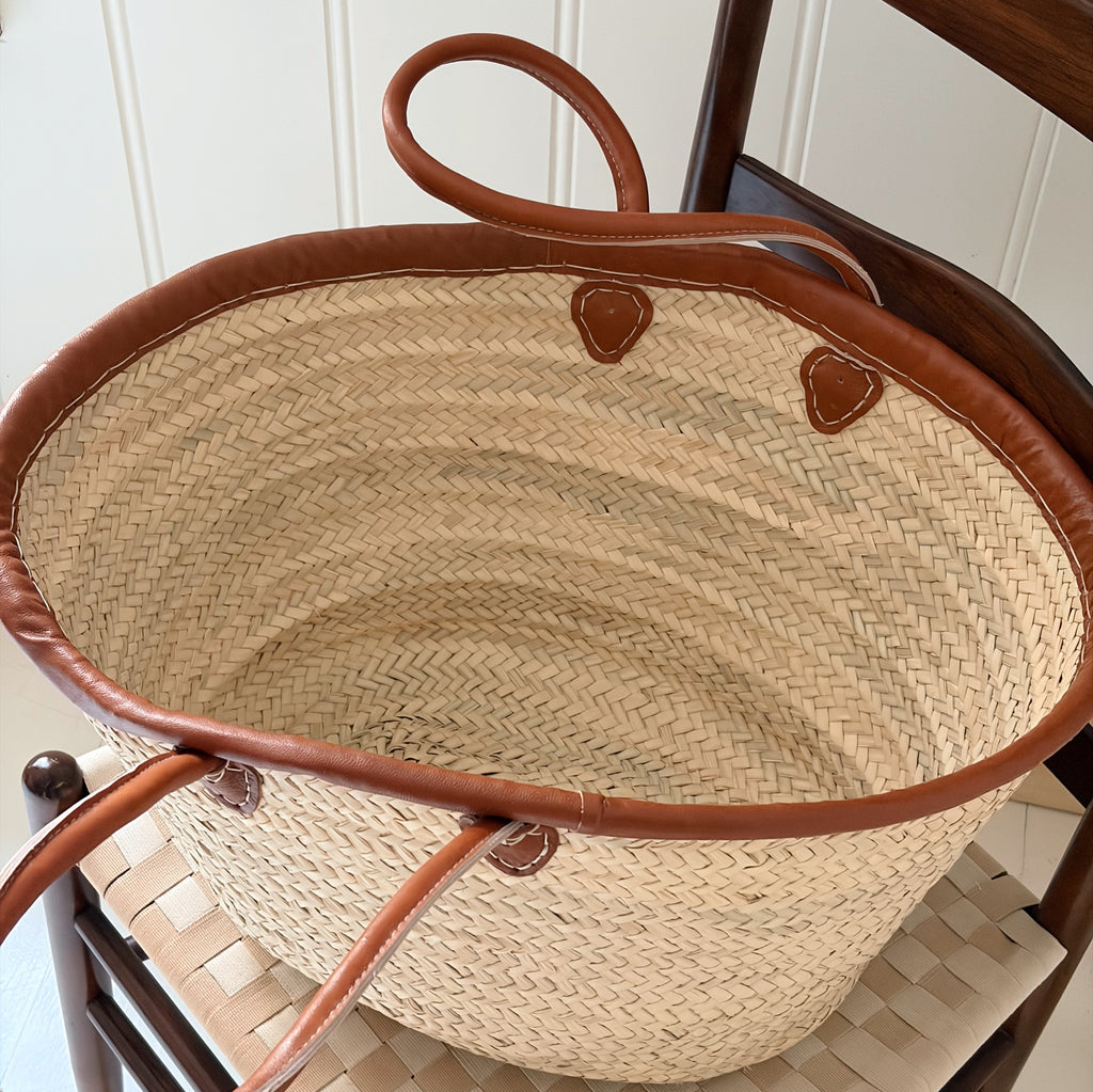 Leather-Wrapped French Market Bag