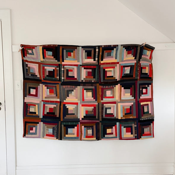 Handmade Log Cabin Quilted Blanket
