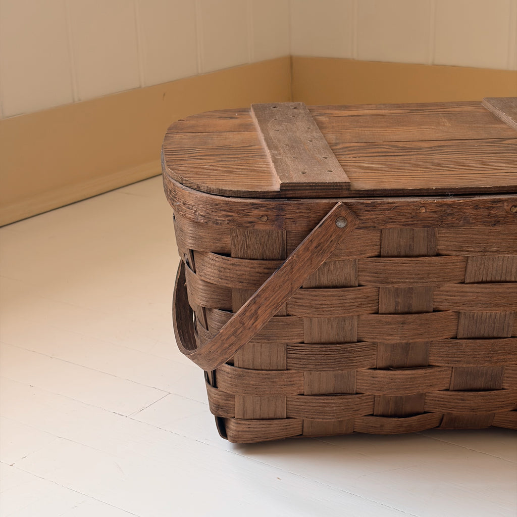 Vintage Slatted-Lid Picnic Basket