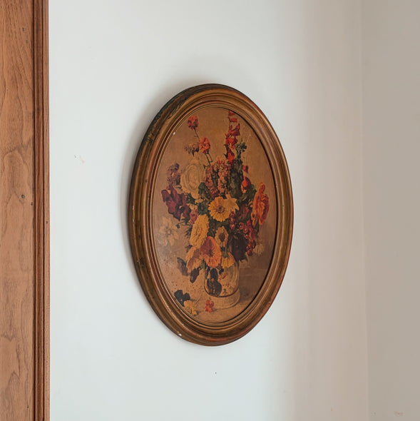 Vintage Framed Floral Still-Life Print