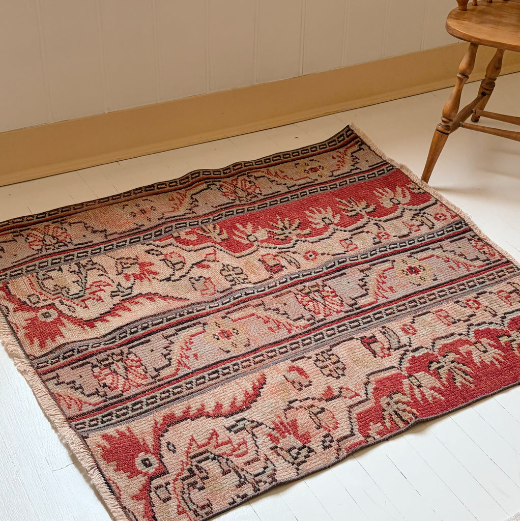 Vintage Turkish Oushak Wool Accent Rug