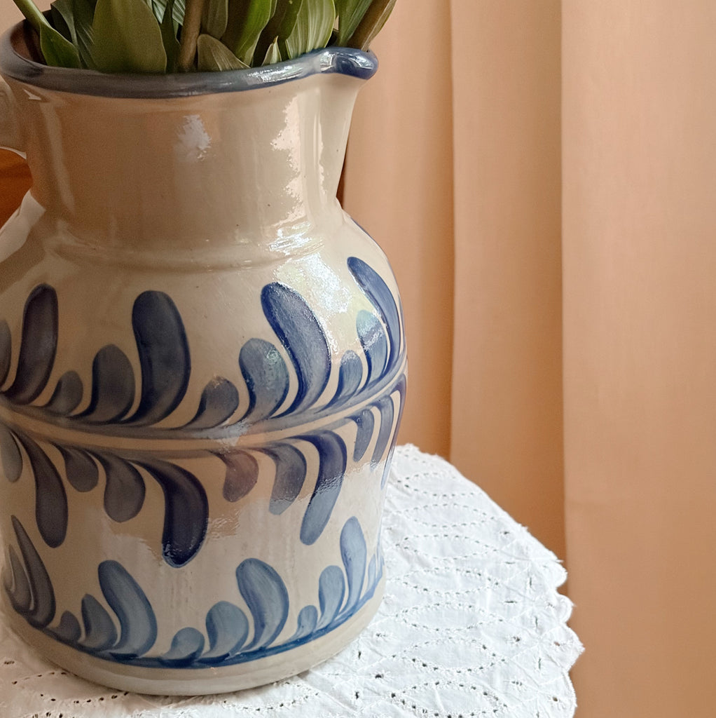 Hand-Painted Stoneware Pitcher