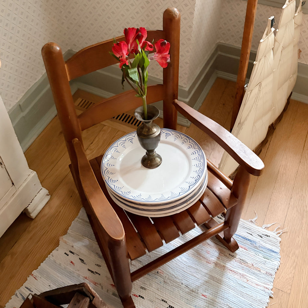 Children’s Slatted Solid Wood Rocker