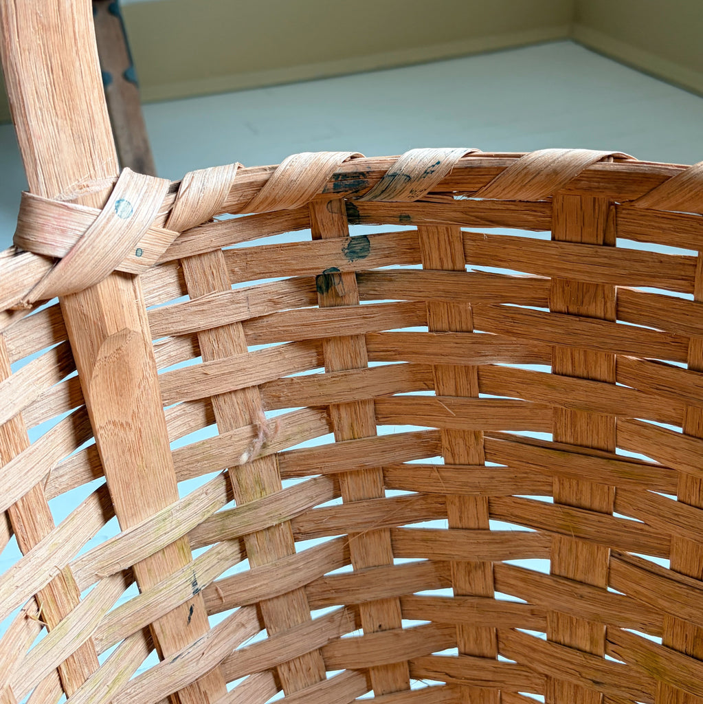 Vintage Hand-Woven Splint Gathering Basket