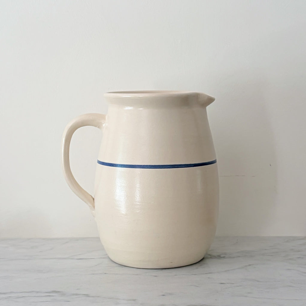 Vintage Striped Crockery Pitcher
