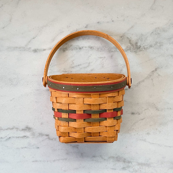 Woven Red and Green Stripe Basket