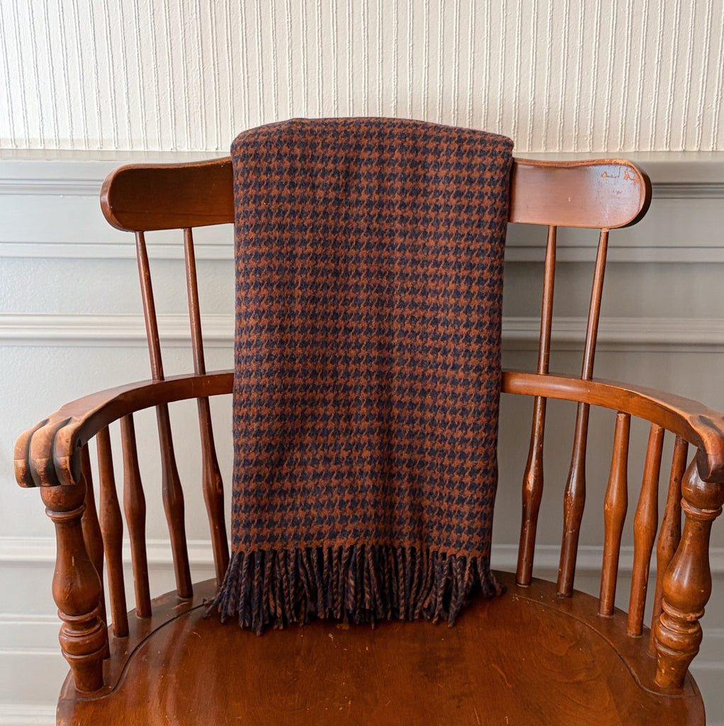 Houndstooth Merino Wool Throw Blanket
