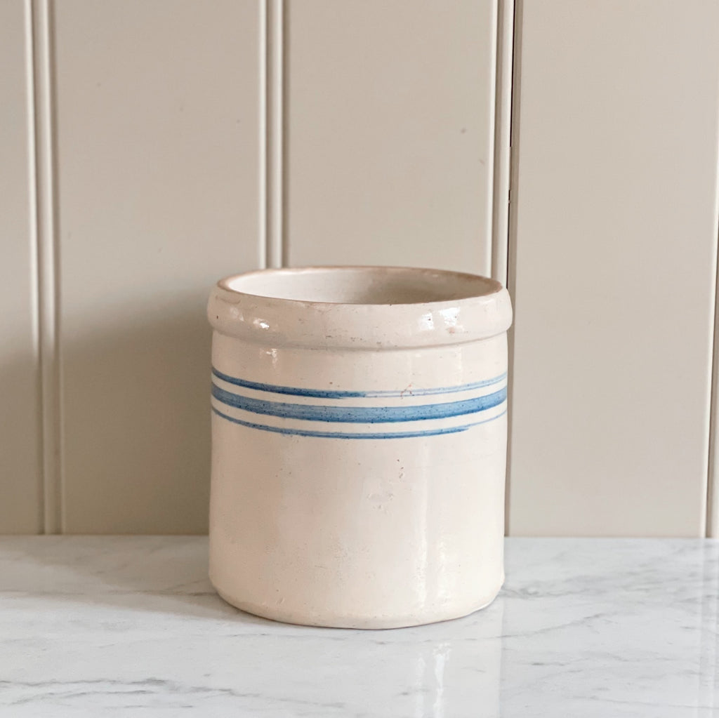 Vintage Crock with Hand Painted Stripe