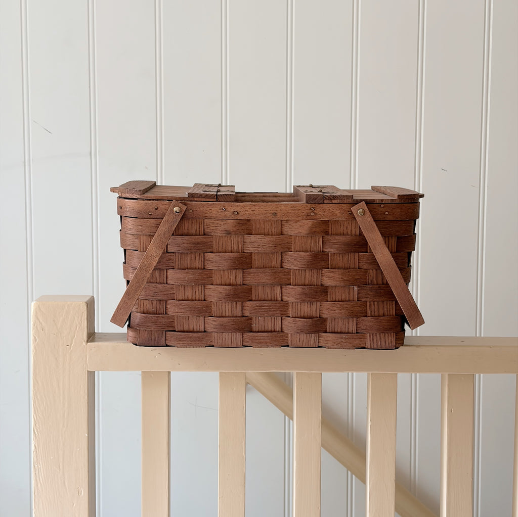 Vintage Slatted-Lid Picnic Basket