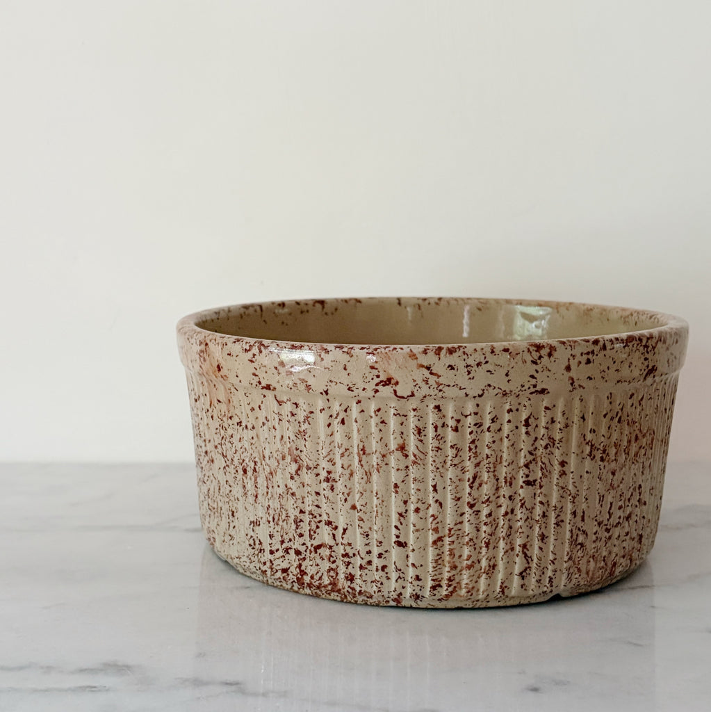 Speckled Brown Stoneware Baking Crock