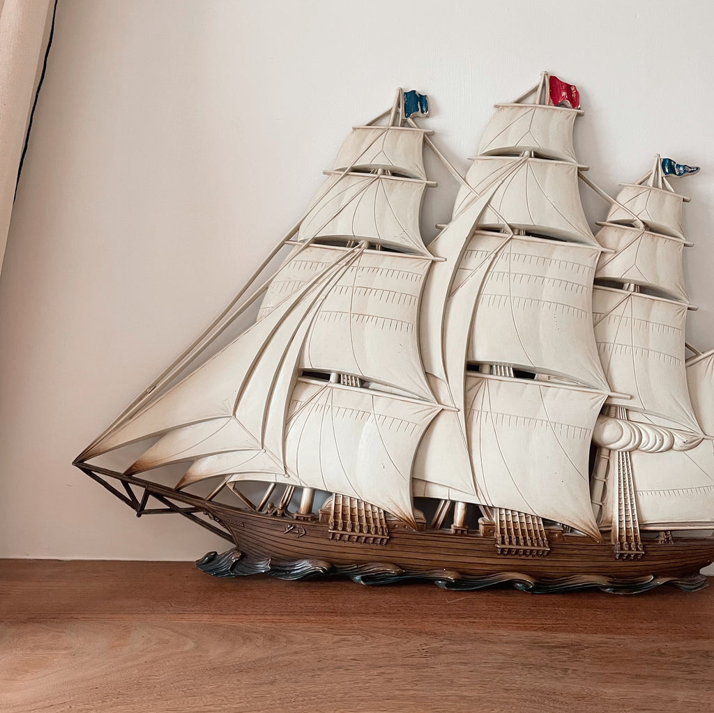Vintage "Out to Sea" Dimensional Ship Wall Art