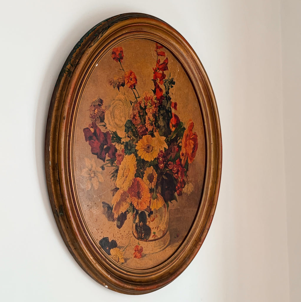 Vintage Framed Floral Still-Life Print