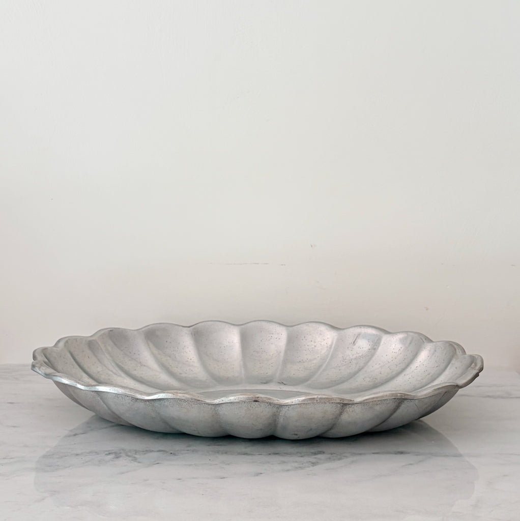 Scalloped Pewter Serving Dish