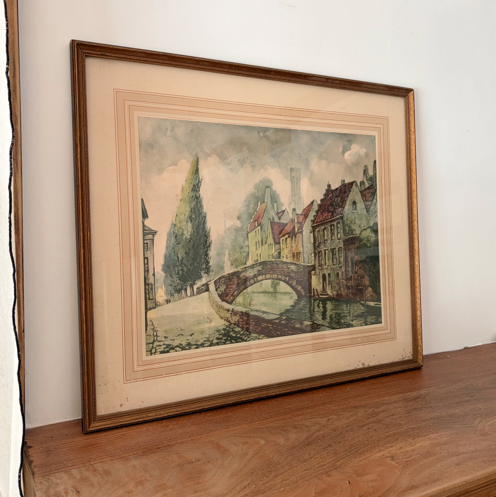 Vintage Framed Print of ‘La Route Sur La Ponte’