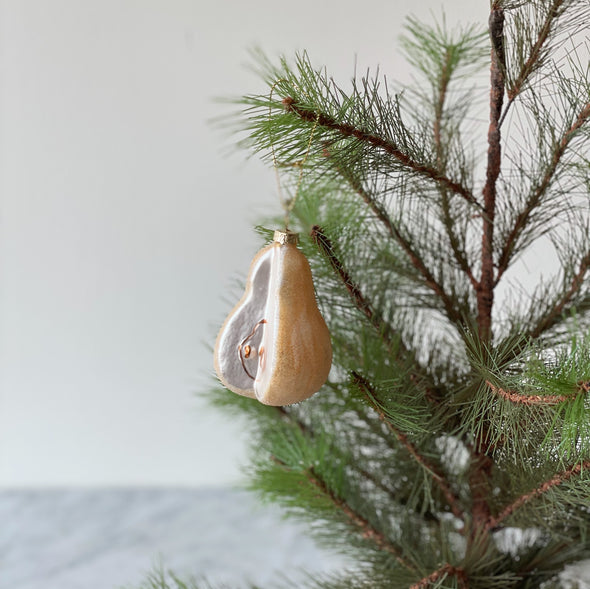 Glass Golden Pear Ornament