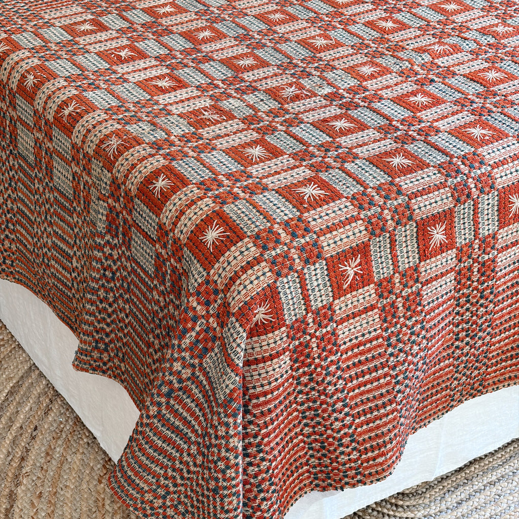 Antique Overshot Wool Coverlet