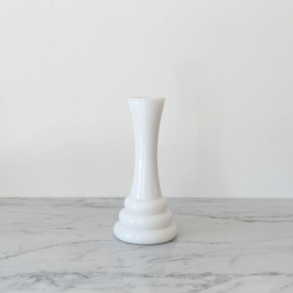 Milk Glass Bud Vase with Lavender